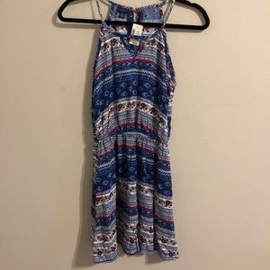 Red, white, blue design spaghetti-strap dress